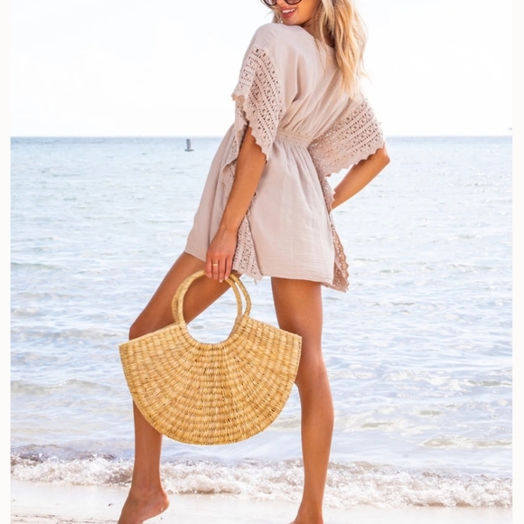 Seaspice White Resort Wear Embroidered Tunic Swim Cover-up 100% Cotton XL - Picture 8 of 9